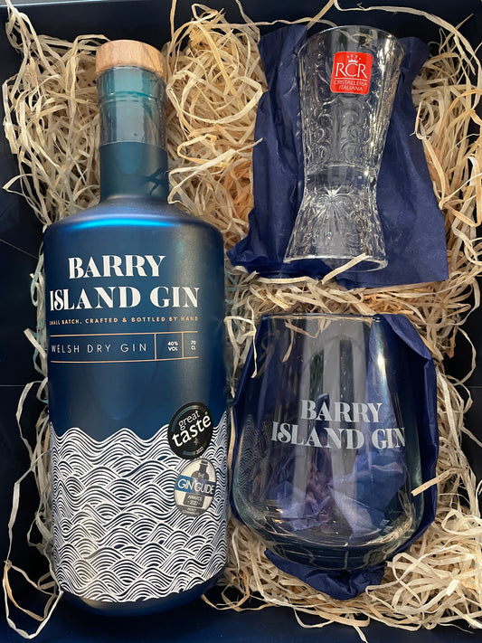 Barry Island Dry Gin, Glass and Jigger Hamper