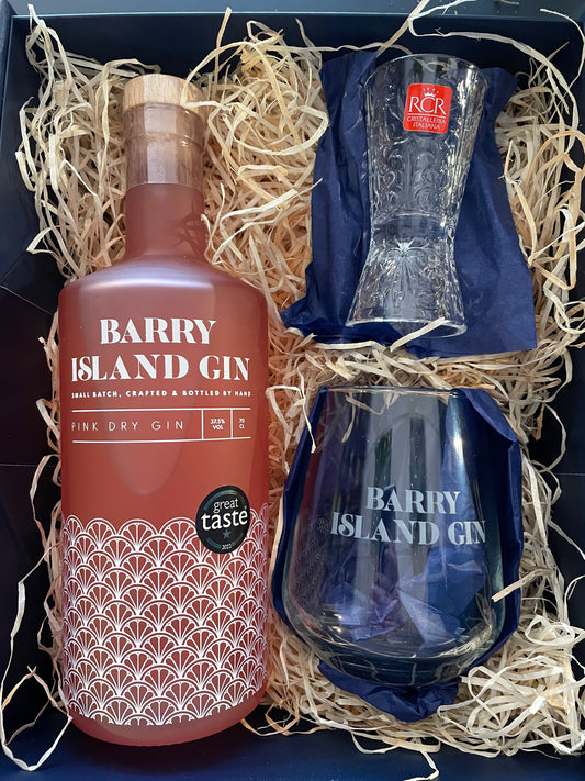 Barry Island Pink Gin, Glass and Jigger Hamper